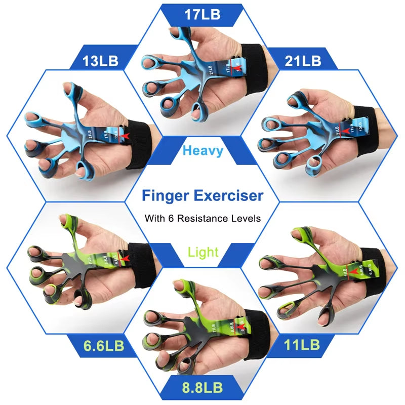 Finger Trainer Five Finger Rehabilitation Device Wrist Hand Grip Extender Therapy Tool Silicone Grip Enhancer Forearm Exerciser
