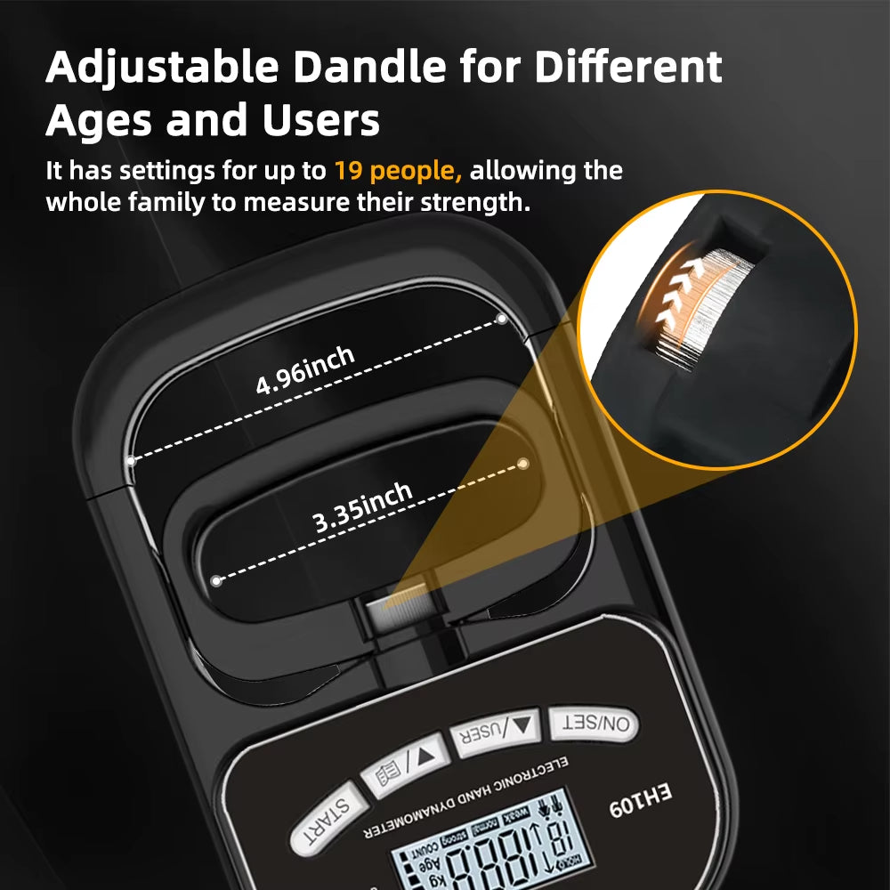 Protable Grip Strength Tester 265Lbs/120Kg Digital Hand Dynamometer Grip Strength Meter USB LCD Screen Hand Grip Dynamometer