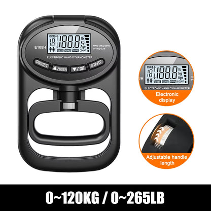 Protable Grip Strength Tester 265Lbs/120Kg Digital Hand Dynamometer Grip Strength Meter USB LCD Screen Hand Grip Dynamometer