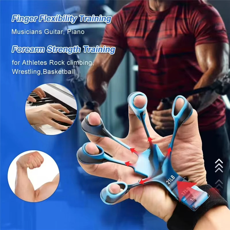Finger Trainer Five Finger Rehabilitation Device Wrist Hand Grip Extender Therapy Tool Silicone Grip Enhancer Forearm Exerciser