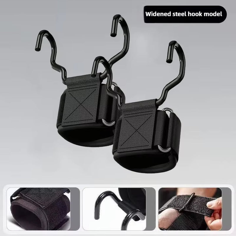 Weight Lifting Hook Grips with Wrist Wraps Hand-Bar Wrist Strap Gym Fitness Hook Weight Strap Pull-Ups Power Lifting Gloves